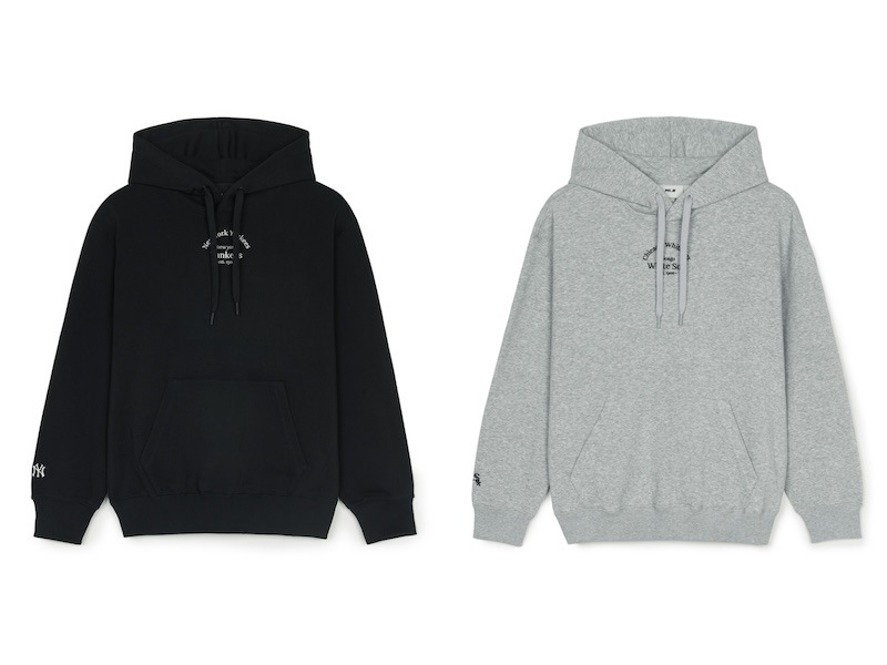 3AHDB0251 正規品保証 関税負担なし韓国限定販売 冬の新商品 男女共用 ベーシック レタリング ロゴ オーバーフィット フードTシャツ ニューヨークヤンキース