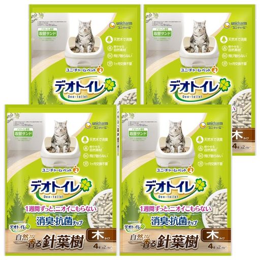 デオトイレ 針葉樹の消臭・抗菌チップ 16L(4L×4袋) [猫砂] システムトイレ 猫用 【まとめ買い】