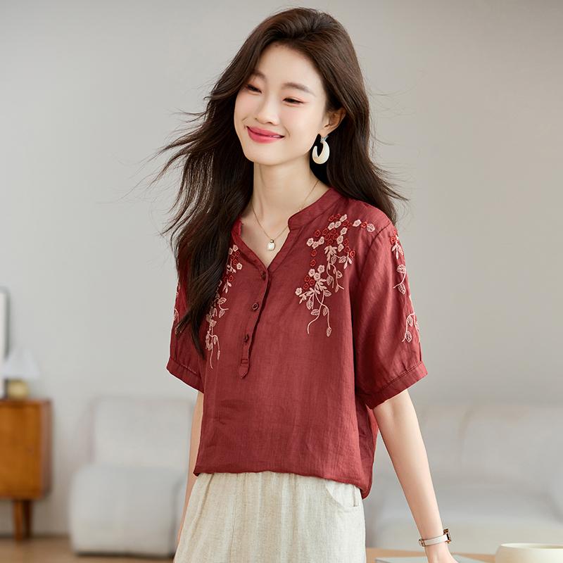 レディース トップス ファッション 上品 オフィス カジュアル 婦人服 おしゃれ 半袖 シフォン シャツ 夏 小さめ 体型カバー Pu シャツ