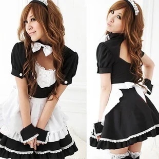 日韓かわいい白黒メイド服コスプレレストラン制服アニメメイド服