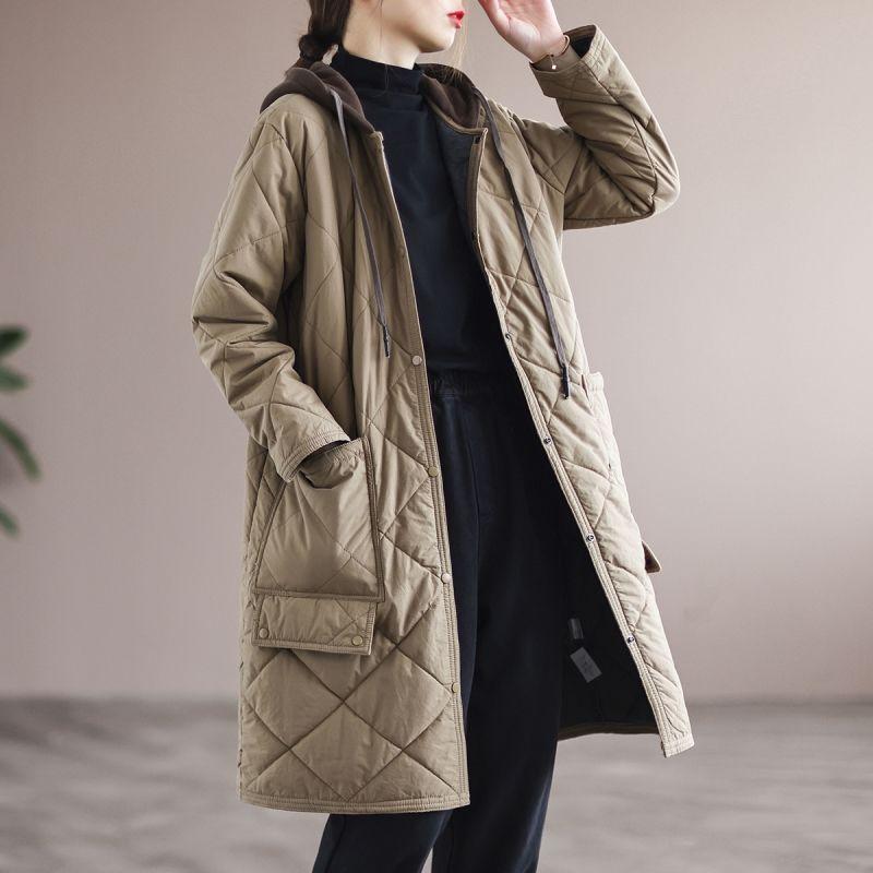 秋服 レディース ファッション オシャレ カワイイ シンプル 大人カワイイ 大きいサイズ コットン ジャケット 冬 ミドル丈 キルティング 暖かい