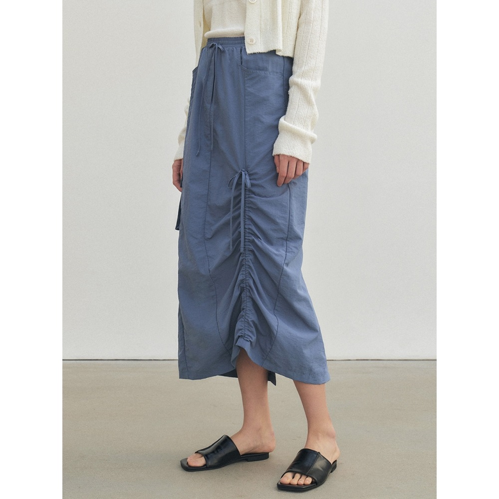 シティブリーズナイロンシャーリングカーゴスカートブルー