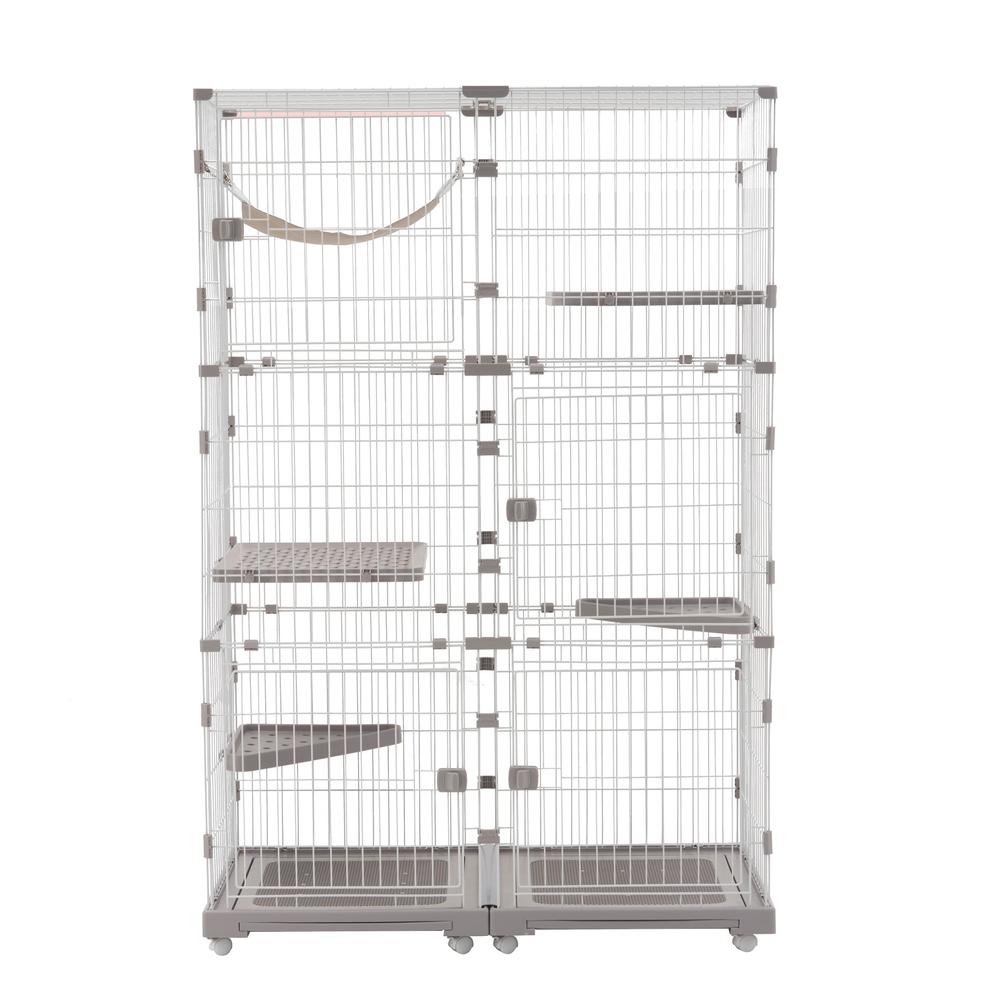 【当日出荷/205】【2025年新仕様】猫 ケージ キャットケージ 3段 幅広設計 自由組み合わせ 猫ドア付き ハンモック付き 大型 猫ゲージ 高級感 おしゃれ キャットハウス ネコ ハウス 多段 留