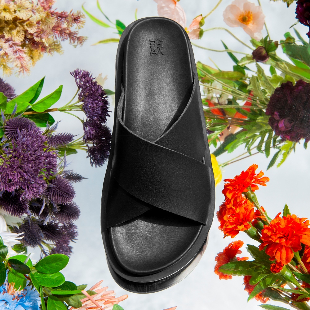 Office Slides Leather Black 547#