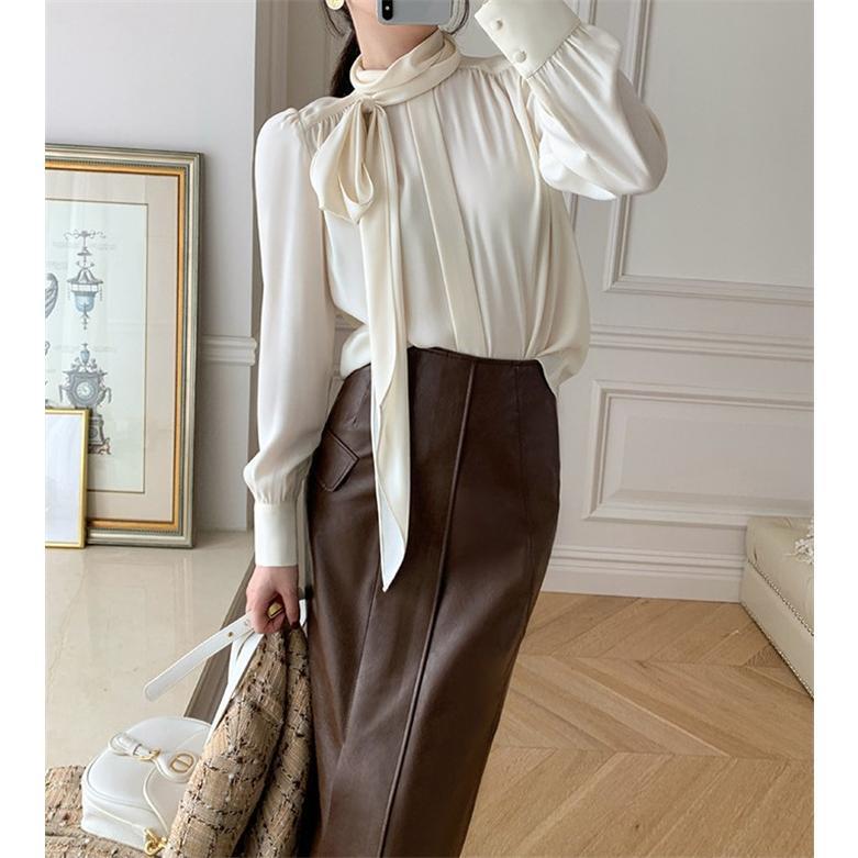 ブラウス レディース 長袖 きれいめ 40代 秋 春 夏 オシャレ ブラウス シャツブブラウス 長袖 トップス リボンネック パフスリーブ 大人 通勤