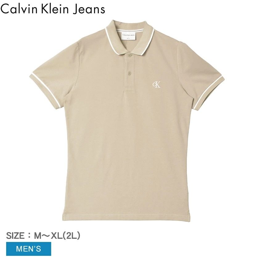メンズ CK 半袖 ポロシャツ TIPPING SLIM S／S POLO J30J315603 ブランド トップス ロゴ 刺繍 刺しゅう おしゃれ シンプル 人気