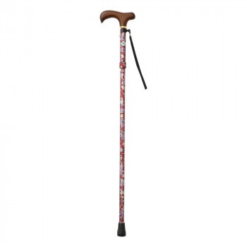 KINDCARE 素敵なステッキ 伸縮折りたたみ レッド花 CH231145