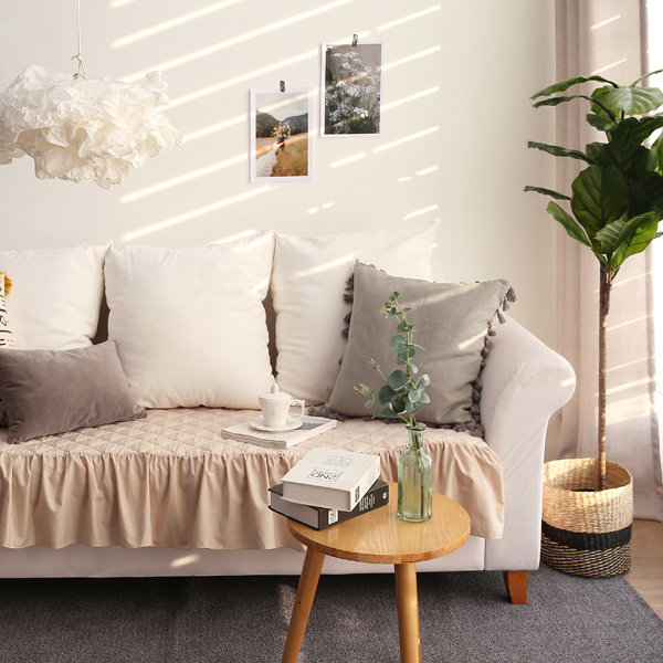 センシア純綿フリルソファーパッド3色(3人/4人)