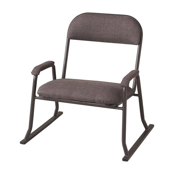 パイプ積み重ね高座イス ハイバック肘付 ブラウン N-8405