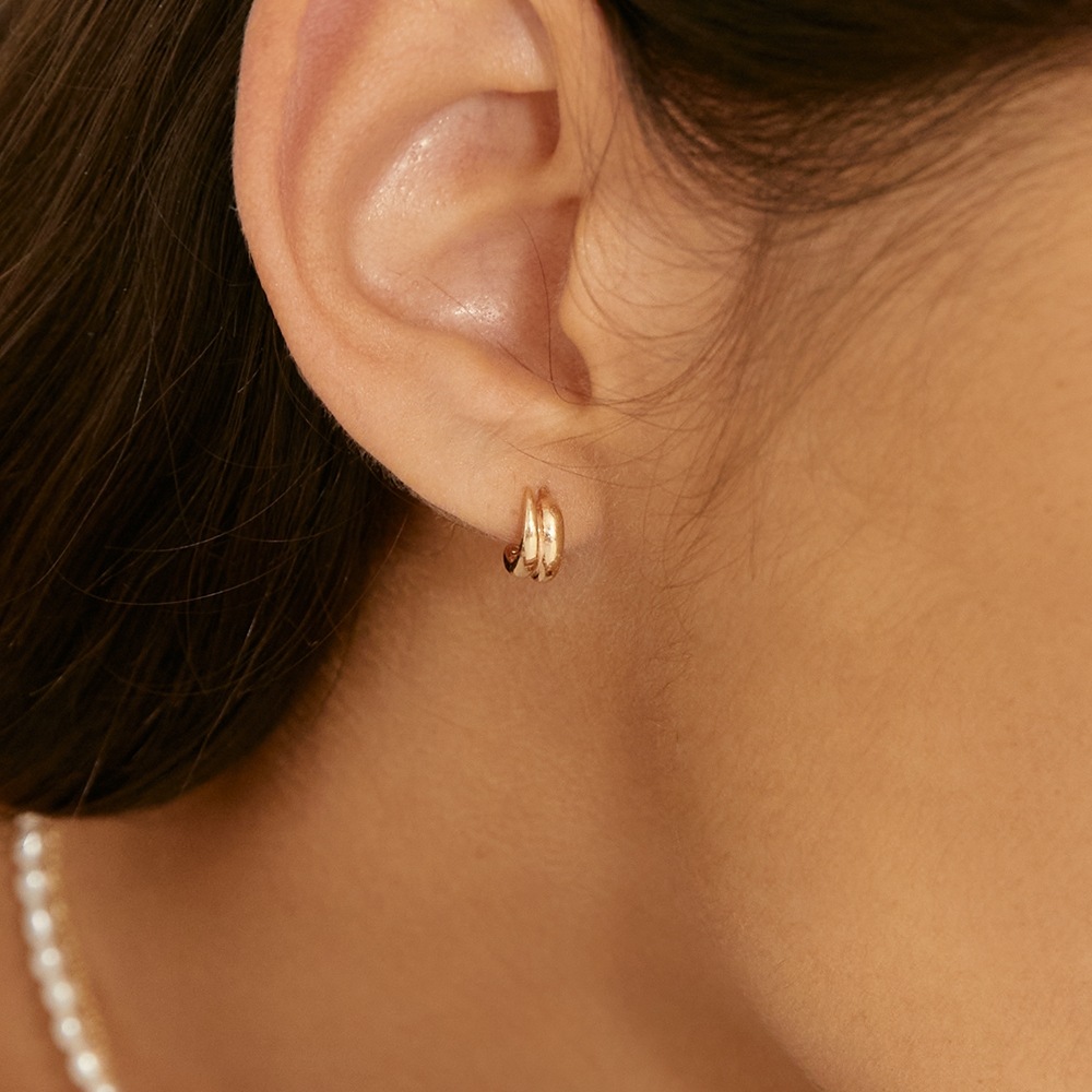 LUNNE 14k ダブルラインカーブスタッドピアス 14k ゴールド #LFE13