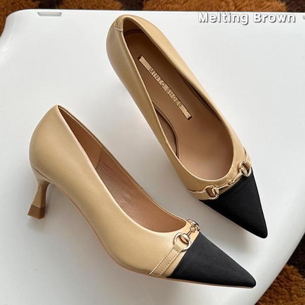 女性靴配色ポインテッドトゥヒール MT16