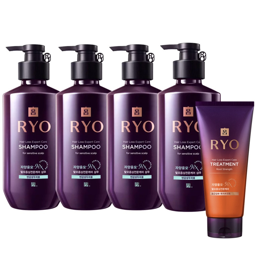 呂リョジャヤンユンモ(滋養潤毛)シャンプー400ml x 4本(敏感頭皮用)+ (滋養潤毛)トリートメント 330mL 1本