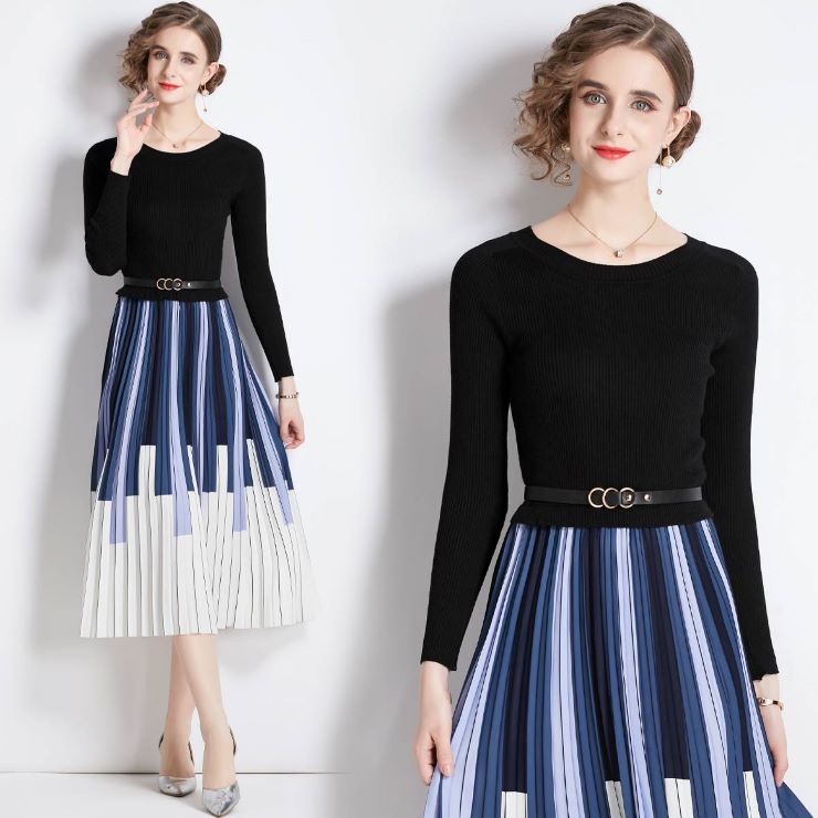 ニット切り替えベルテッド ニット切り替えベルテッド 結婚式 ドレス 結婚式 二次会 入園式 卒業式 大人 上品 入学式 OL レディース 春 夏 秋 冬