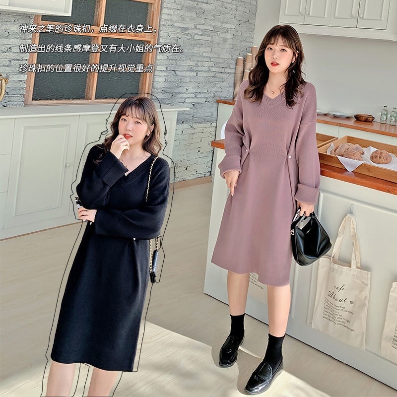 ワンピース ロング レディース 20代 チュニック 体型カバー aライン 膝丈 長袖 ひざたけ ゆっ