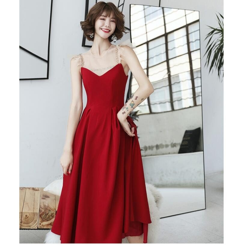 結婚式 ワンピース ウエディングドレス ミモレ丈ドレス パーティードレス 2020新作 大きいサイズ