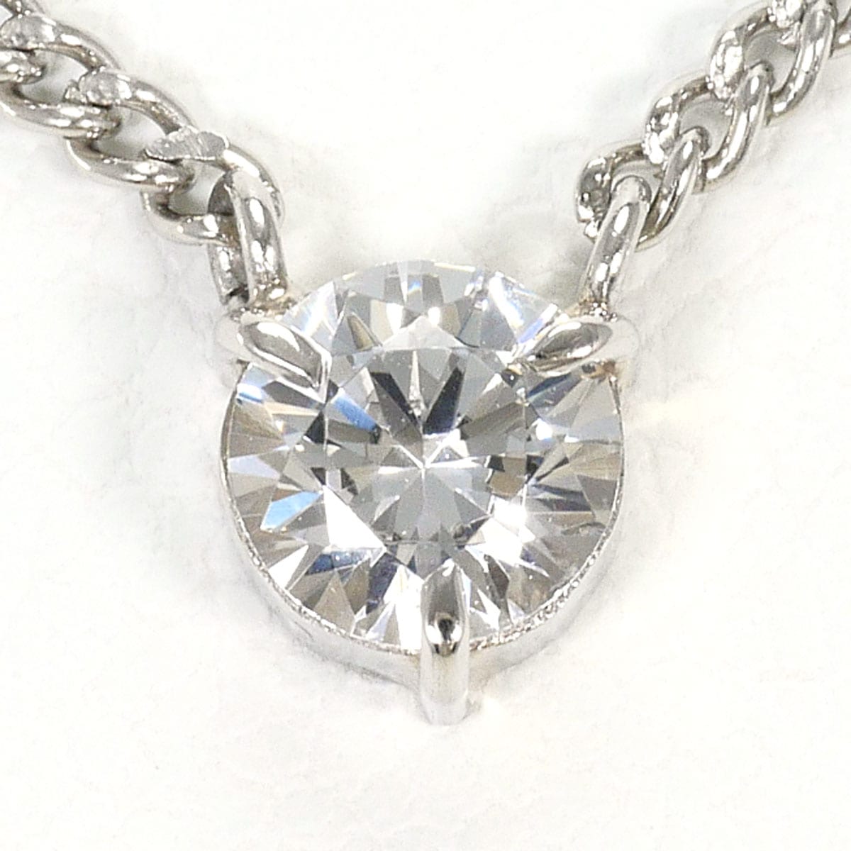 Pm850 プラチナ ネックレス ジルコニア 0.50ct 総重量約3.9g 約38cm ジュエリー 中古