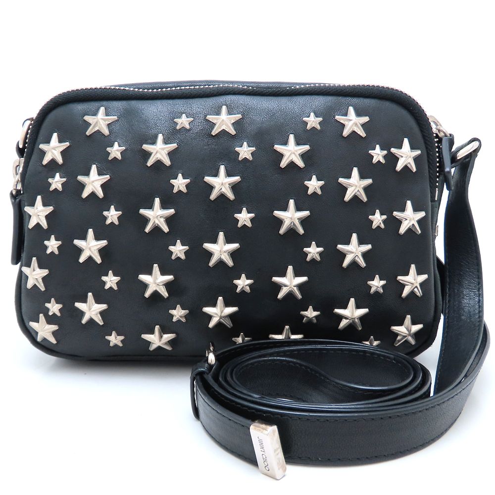スタースタッズ ショルダーバッグ レザー ブラック レディース/352981【中古】