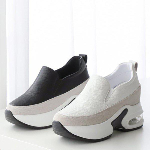 天然牛革エア高め女性用スニーカースリッポン9cm 2色 sjperu480_P311975789