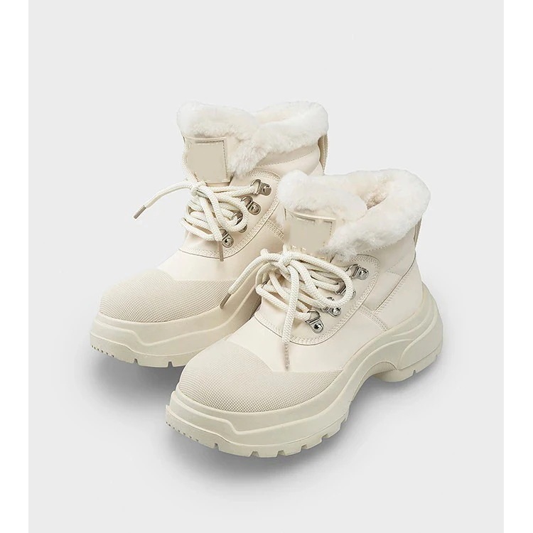 ロングブーツが復活 ウール シューズ ショットブーツ 裏起毛 厚手 ふわふわ 可愛い 厚底 防寒 レディース ムートンブーツ おしゃれ 厚底シューズ ショートブーツ