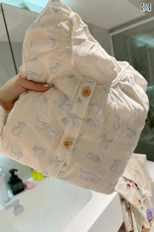 レディース　パジャマ　スウェット　上下 A級 綿 ベビー ダブル ガーゼ 長袖 パジャマ 女性 2025 春夏 秋 麻 ホームウェア 5,215円