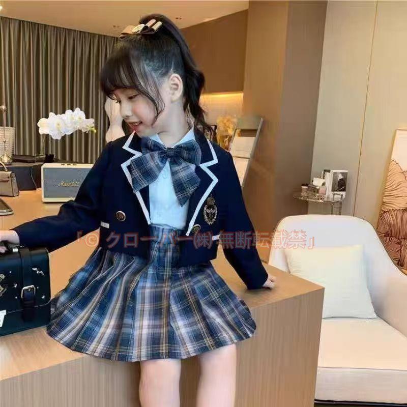 [出荷が早い]入学式 スーツ 女の子 小学生 卒業式 フォーマルセット 卒服 韓国 ジャケット チェック柄 スカートスーツ 子供 七五三 子供服 シャツ値引きして売る