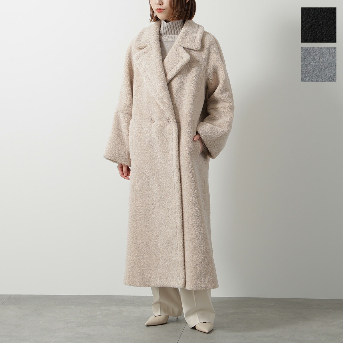 HERNO ヘルノ ボア コート CA000583D 12735 レディース テディコート トレンチコート ラペルカラー ベルト付き ロング丈 カラー3色