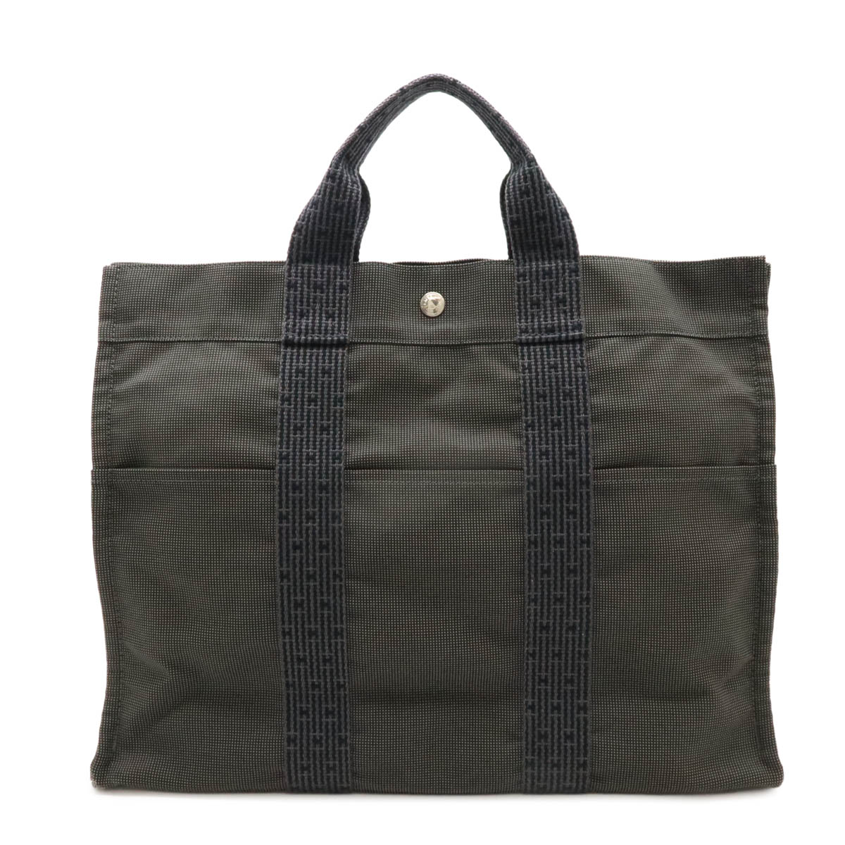 エールライン トートMM トートバッグ ハンドバッグ キャンバス グレー ブラック 黒 シルバー金具 新型金