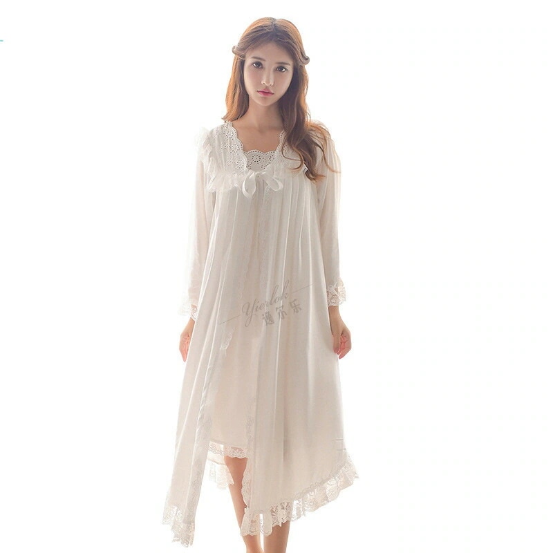 ピンク / ブルー/ ホワイトレ ディース　パジャマ　長袖　ルームウェア レディース ナイトウェア ナイトドレス　春秋　ガウン　コットン　 かわいい　ホームウエア　女性