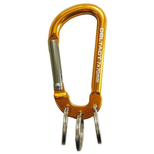 (業務用50個セット) DTアルミカラビナ キーリング付き7mm (ゴールドXガンメタS) DT-AKT-373