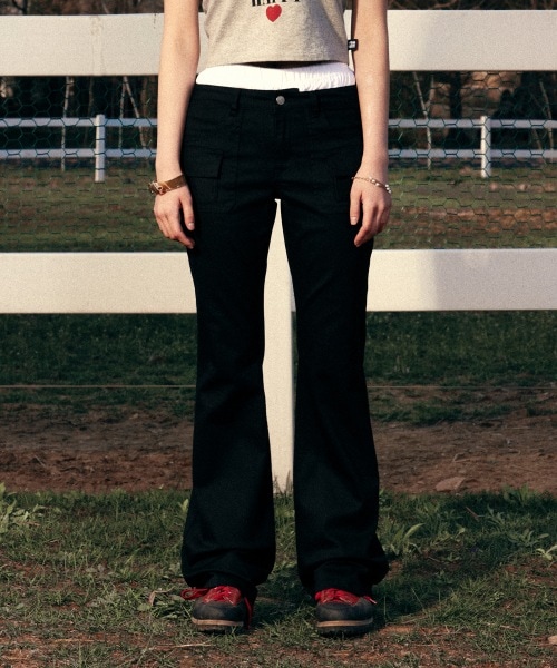 YOUHEE YOUHEE BOOTSCUT PANTS BLACK YHPTEB004BK