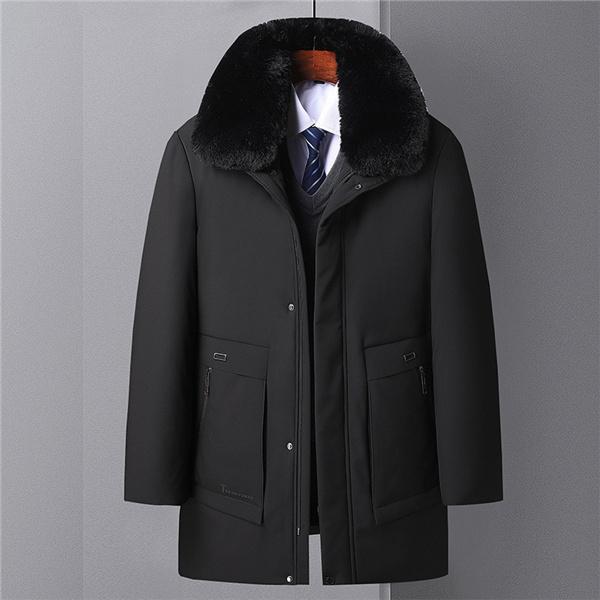 ダウンジャケット メンズ ビジネス 中綿ジャケット ファーコート ミドル丈 アウター おしゃれ 通勤 出張 撥水 防寒 シンプル 柔らかい 防風