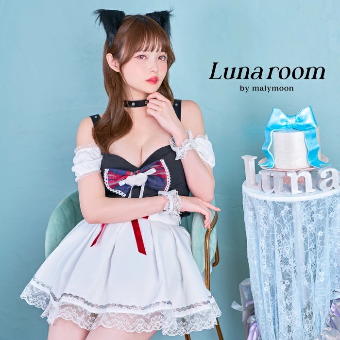 【即納】ハロウィン コスプレ キャット ネコ 猫 猫耳 アニマル 黒猫 ブラック ホワイト リボン チェック柄 ロック レース すずら ファー アイドル 衣装 プチプラ 可愛い 女性 レディース 一式