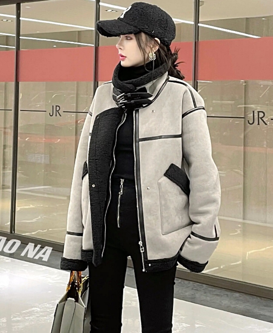 エコムートンボアジャケット ジャケット ブルゾン ベルベット ラムウールコート ジャケット コート アウター 冬 a3679