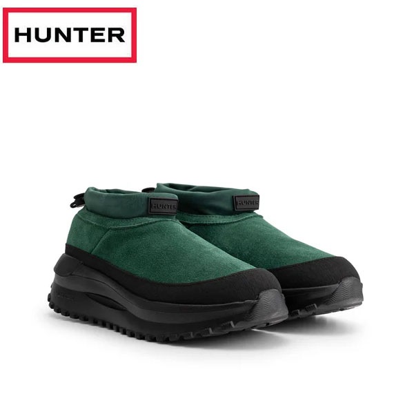 ハンター HUNTER ユニセックス トラベル フロー スエード トレーナー ブラック リッチグリーン UFF7116LEA-BCG ブーツ シューズ