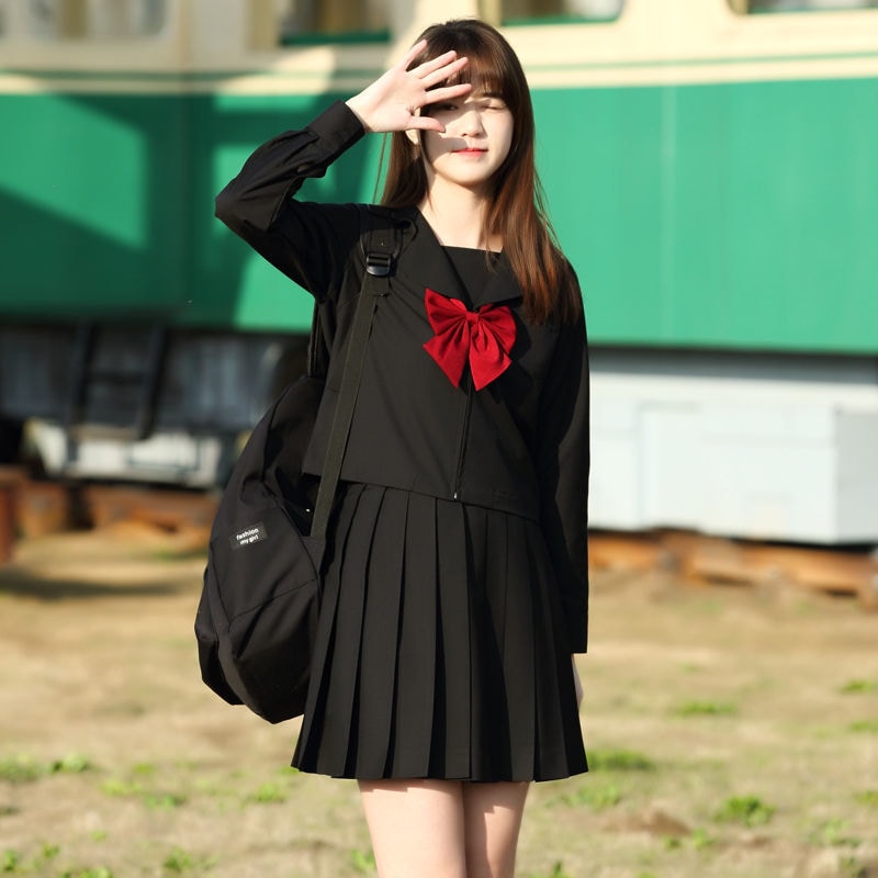 【1つ買うと10つ無料】基本的なブラックjkユニフォームフルバッドロングスカートスーツ女性スーツミドルスーツ