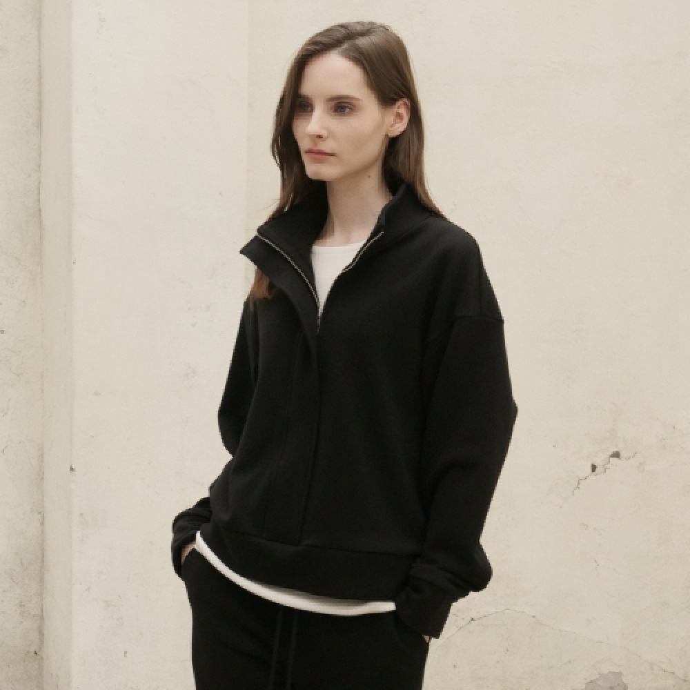 ACUD テリージップアップスウェットシャツ_ブラック