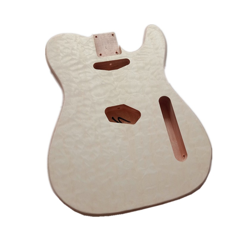 エレキギターボディ水波模様の皮張り一体型桃花心木 TLギター用 塗装なし BJ-576