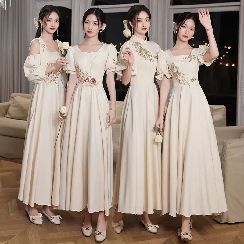 Vネック 体型カバー 結婚式ワンピース 【縁喜】花嫁ロングドレスブライズメイド メガ割 お揃いドレス 母親 ドレス 同窓会 22 フォーマルドレス グレー パーティードレス