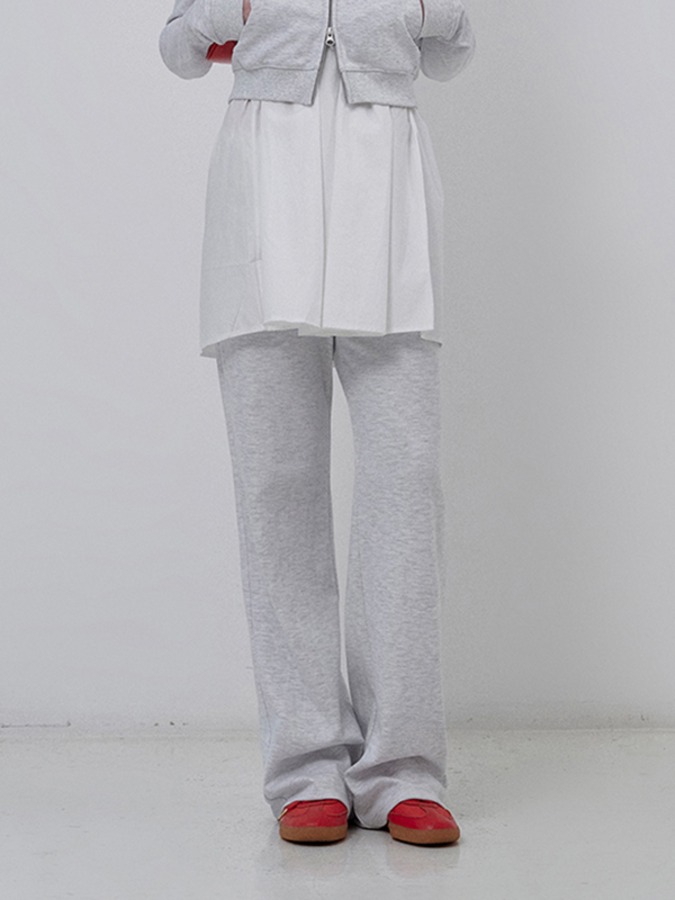 KIRSH PLAIN SEMI WIDE PANTS [MELANGE GRAY]