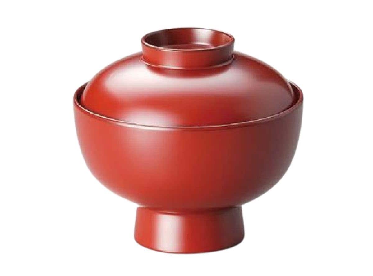 J-kitchens 味噌汁椀 日本製 洗浄機対応雑煮椀 朱 （1客) 12.6cm 漆塗り 手塗り その壱
