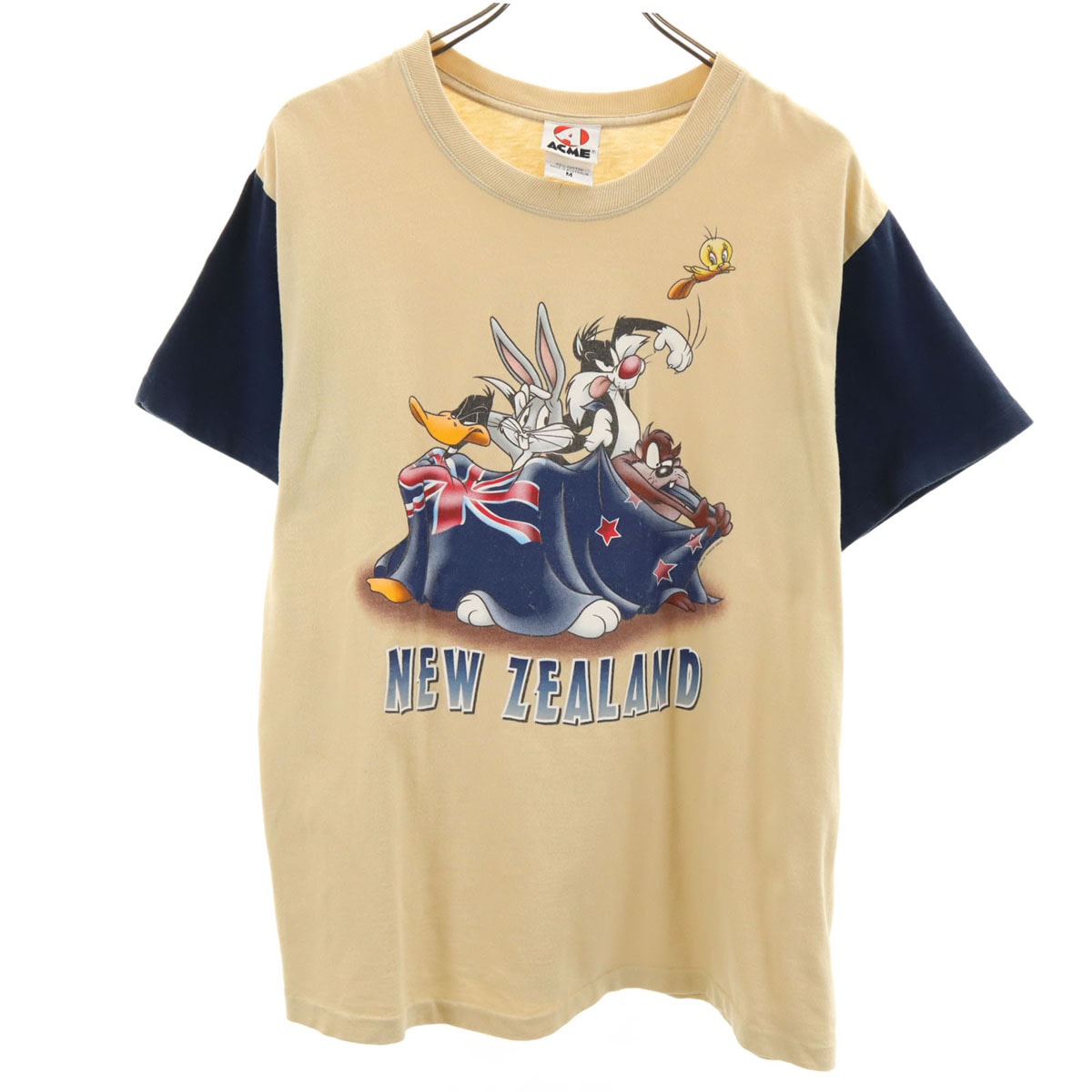 ACME オールド オーストラリア製 ワーナーブラザーズ 半袖 Tシャツ M ベージュ系 シングルステッチ メンズ 古着 4,950円