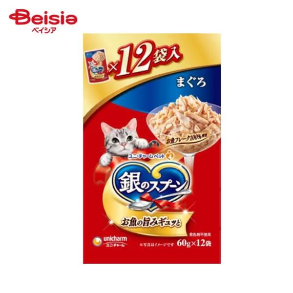キャットフード ユニ・チャーム 銀のスプーン パウチ まぐろ 60g×12個×10 ウェットフード パウチ フレーク ペット