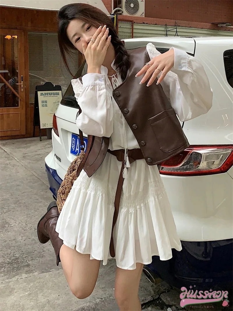 長袖スーツワンピース ベスト 細身効果 韓国ファッションレディース カジュアル 可愛い 大人 シンプル長袖スーツ
