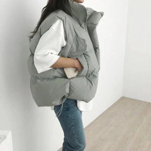 スタンド襟 ダウンベスト ネッ今週の割引は 25% オフですク保温 コットン レトロ キルティング ダウンジャケット INS 韓国ファション レディース アウター コート メガ割