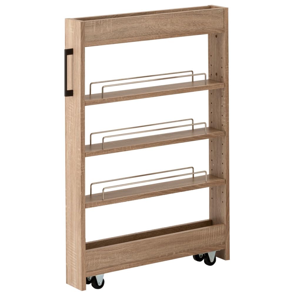 アイリスプラザ 『選べる54種』 隙間収納ロータイプ スリムラック ストッカー 調味料ラック 冷蔵庫横 洗濯機横 ライトナチュラル キッチンワゴン 幅10cm FRM-001-IR 6,177円