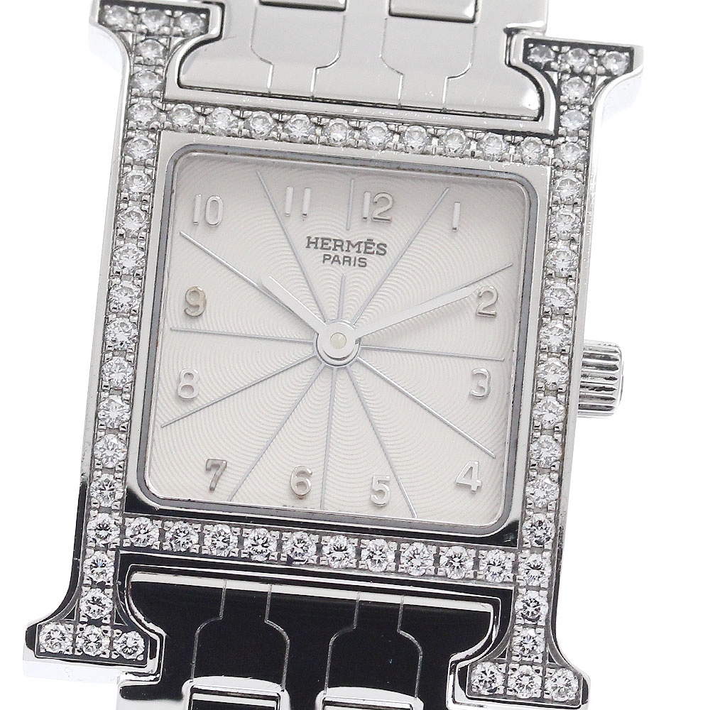 エルメス HERMES HH1.230 Hウォッチ ダイヤベゼル クォーツ レディース 良品 _953397【中古】