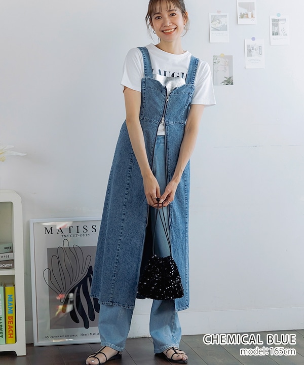 Qoo10 GROWING RICH Wジップ デニム ジャンスカ 夏 ロング