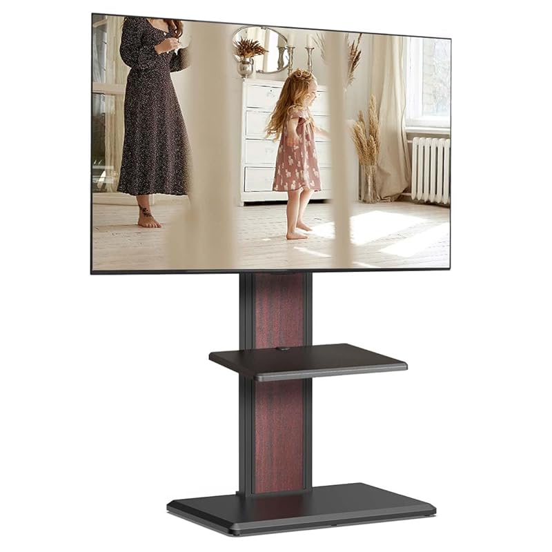 FITUEYES テレビスタンド ロータイプ 32-65インチテレビ対応 壁寄せ テレビ台 キャスター付き 可動タイプ 背面収納付 高さ角度調節可能 荷重40kg 中段棚一枚付 ブラック ウォールナッ