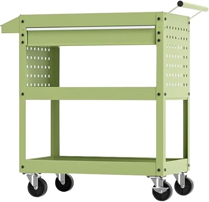ツールワゴン ツールカート 3段 耐荷重200kg 幅62cmx奥行き35cmx高さ74cm 工具カート 工具ワゴン 工具台車 (グリーン, 幅62cmx奥行き35cmx高さ74cm)