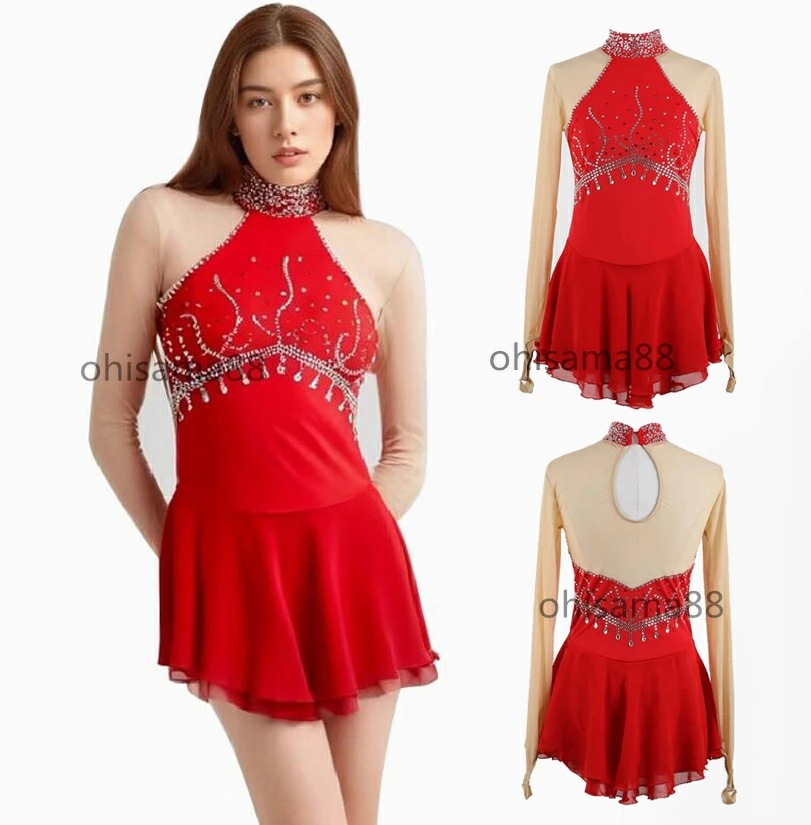 人気SALE アイススケートウェア ラインストーン 美しい キラキラ 大人 子供 ダンス衣装 競技着 レッスン着 試験 フィギュアスケート衣装 高級 アイスダンス スタンダード 舞台 発表会 ダンスド